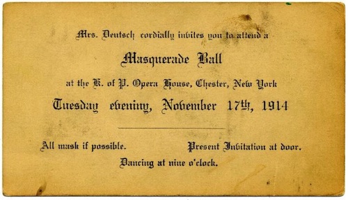 Masquerade Ball invitation. 1914. chs-007666